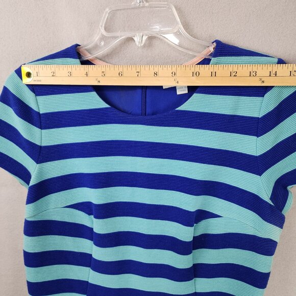 Boden Striped Fit & Flare Knit Dress – Navy & Turquoise - Picture 4 of 10